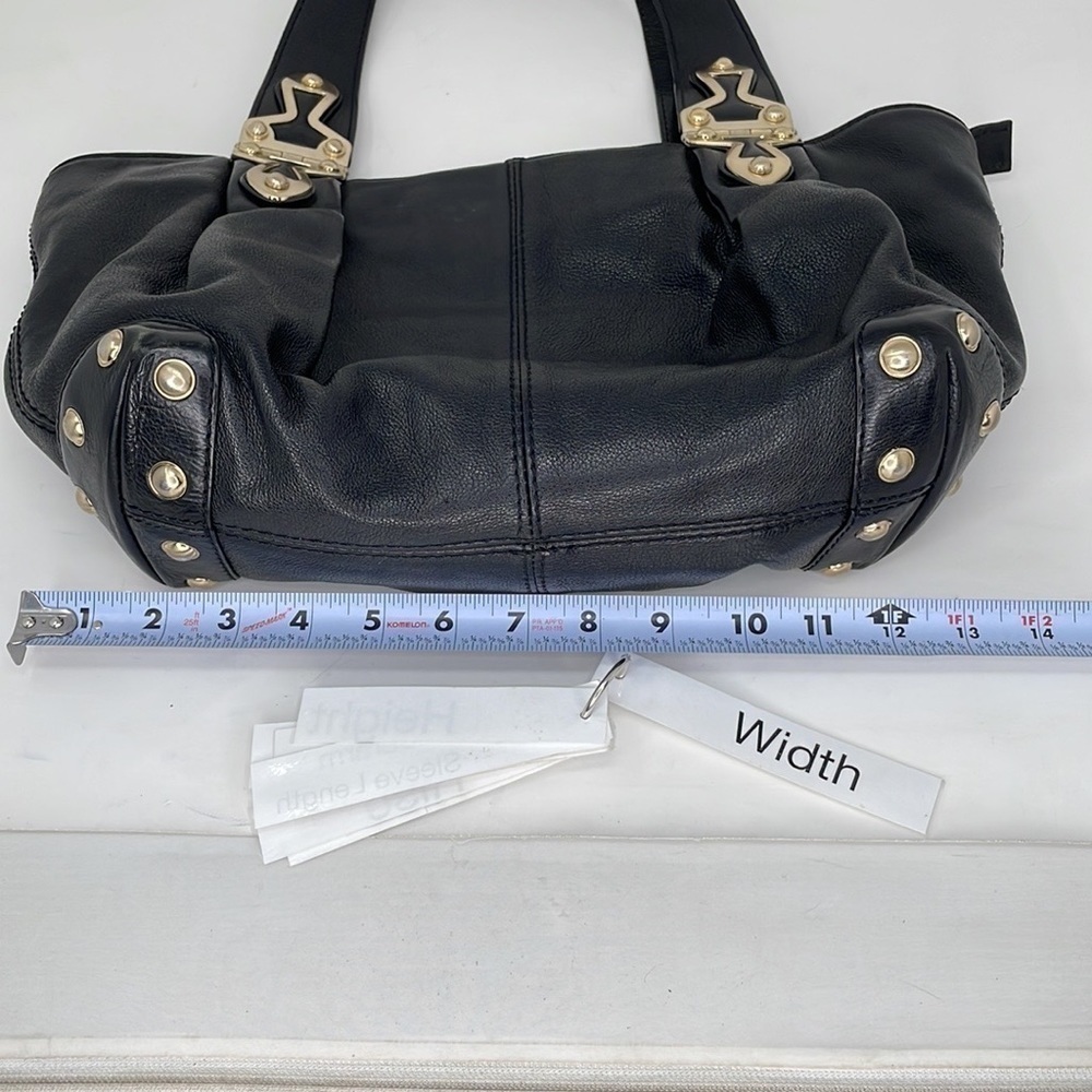 MICHAEL KORS Joplin Purse Black Leather Brushed Gold Metal Shoulder Bag - Picture 8 of 13
